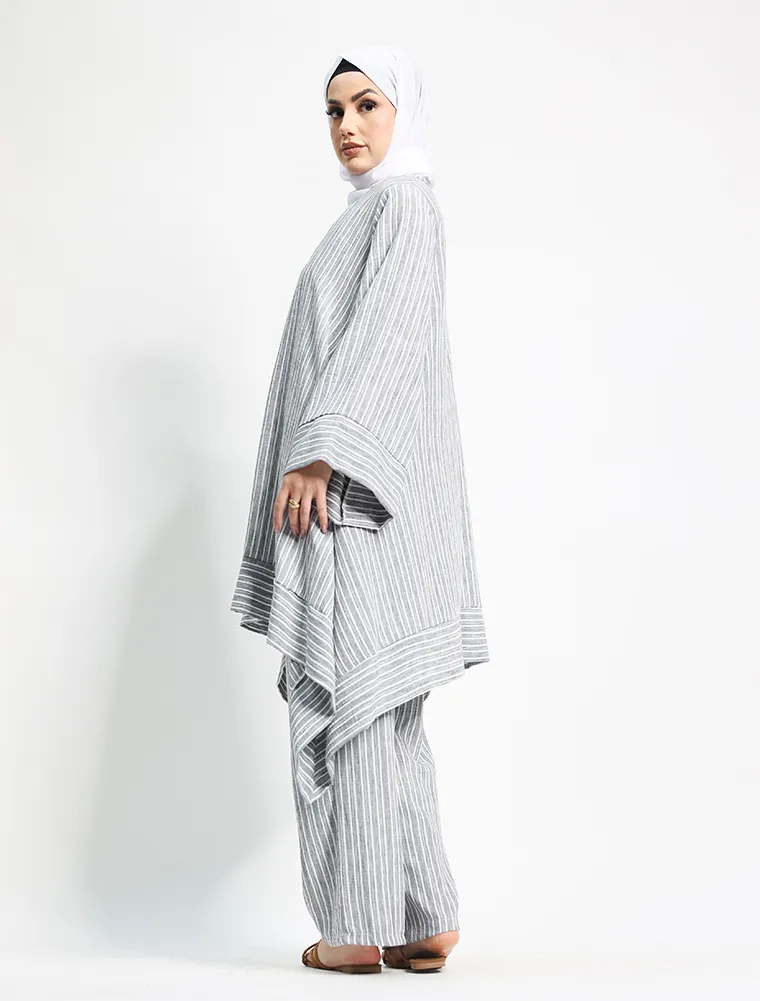 Grey Lina Striped Co Ord Set